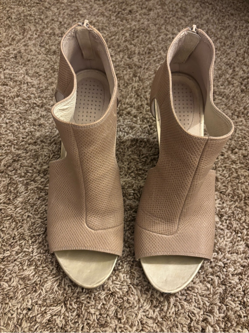 Tsubo Open-Toe Ankle Booties in Nude/Taupe